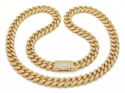 Diamond Cuban Link Men's Chain with Iced Clasp | Premium Statement Necklace