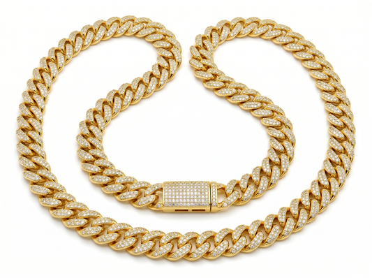 Diamond Cuban Link Chain with Iced Clasp | Premium Statement Necklace