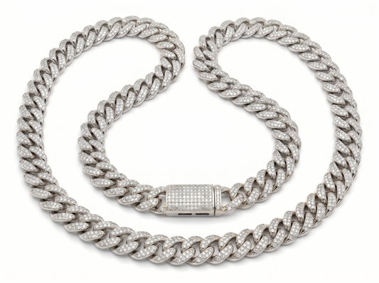 Diamond Cuban Link Chain with Iced Clasp | Premium Statement Necklace