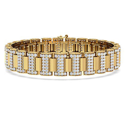 I Shape Men’s Diamond Bracelet | Round Cut Prong Set Diamond Bracelet