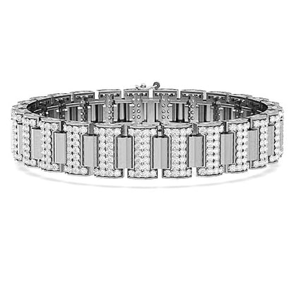 I Shape Men’s Diamond Bracelet | Round Cut Prong Set Diamond Bracelet
