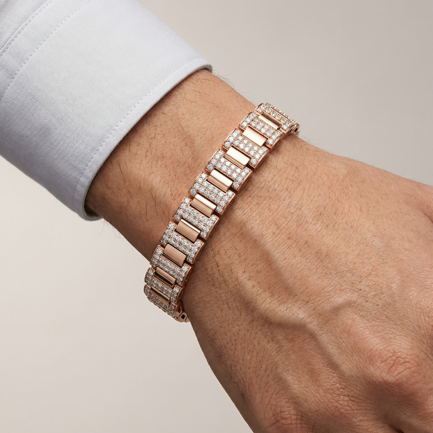 i shape men’s diamond bracelet | round cut prong set diamond bracelet