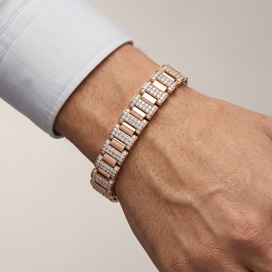 I Shape Men’s Diamond Bracelet | Round Cut Prong Set Diamond Bracelet