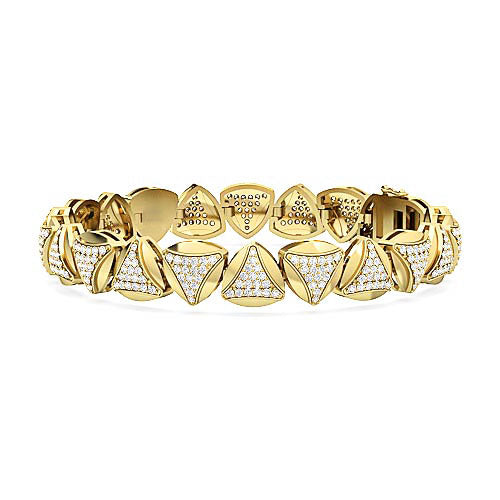 Rose Triangular Diamond Bracelet | Round Cut Pavé Diamond Geometric Design