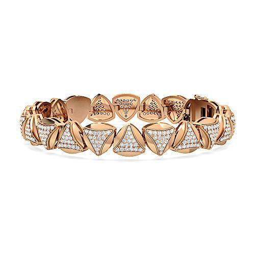 Rose Triangular Diamond Bracelet | Round Cut Pavé Diamond Geometric Design
