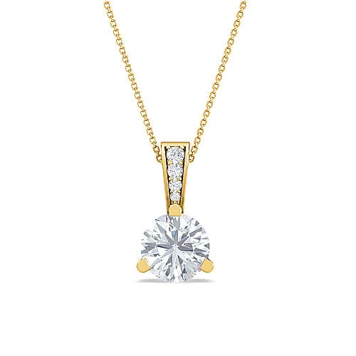 round brilliant solitaire diamond pendant | three prong cable chain setting