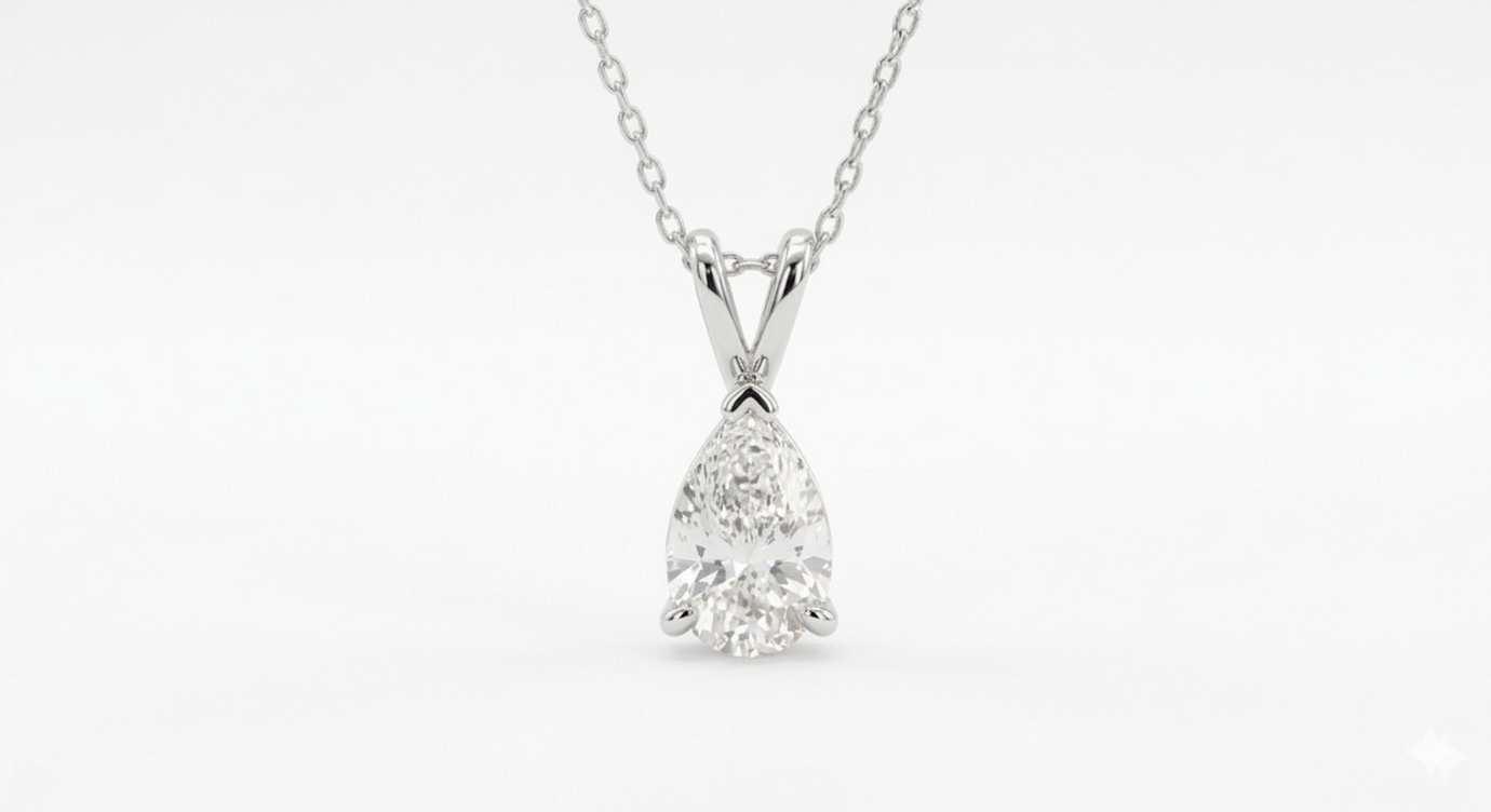 0.25 ct pear shape diamond pendant | prong-set solitaire drop design