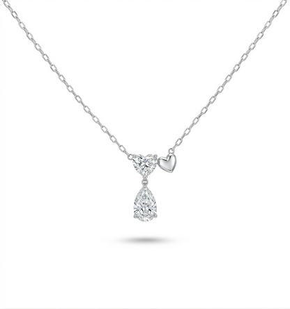 0.75 CT Heart & Pear Diamond Pendant | Prong-Set Drop Design