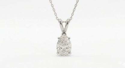 1.00 CT Pear Shape Diamond Pendant | Prong-Set Solitaire Drop Design
