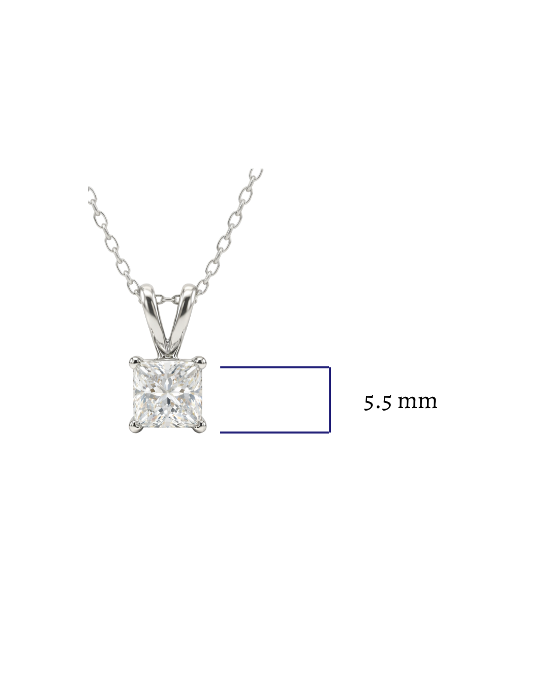 1.00 ct princess cut diamond pendant | four-prong solitaire design