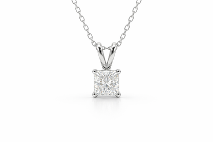 1.00 CT Princess Cut Diamond Pendant | Four-Prong Solitaire Design