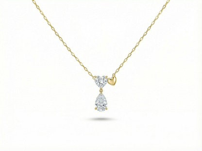0.75 CT Heart & Pear Diamond Pendant | Prong-Set Drop Design
