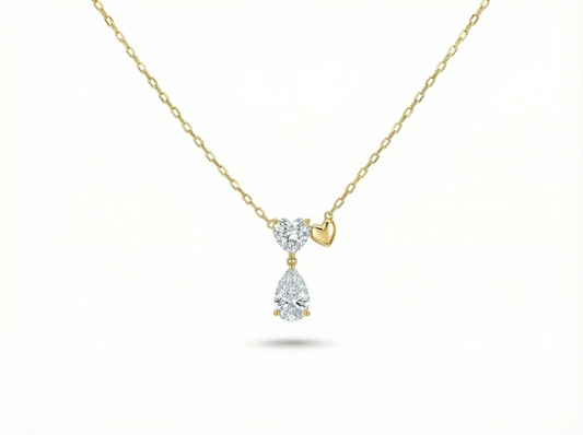 0.75 CT Heart & Pear Diamond Pendant | Prong-Set Drop Design