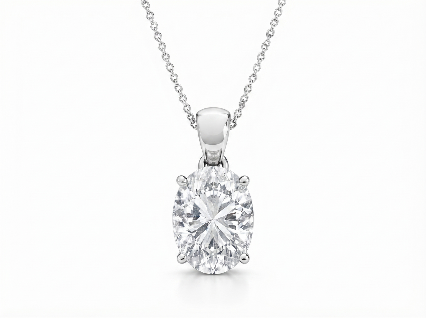 1.50 ct oval diamond pendant | four-prong solitaire design