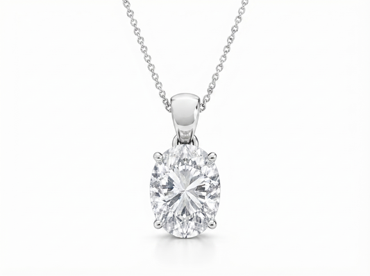 1.50 CT Oval Diamond Pendant | Four-Prong Solitaire Design
