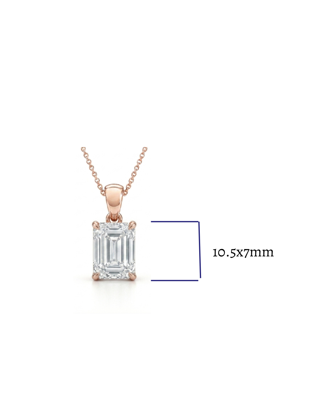 2.00 ct emerald cut diamond pendant | four-prong solitaire design