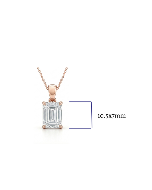 2.00 CT Emerald Cut Diamond Pendant | Four-Prong Solitaire Design