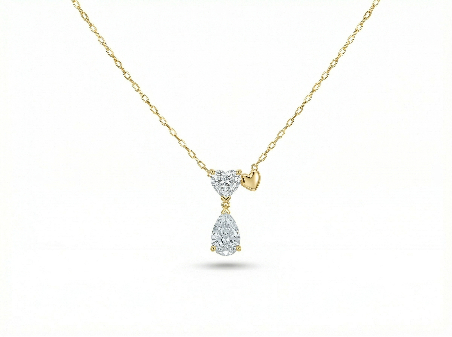 2.00 ct heart & pear diamond pendant | prong-set drop design