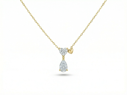 2.00 CT Heart & Pear Diamond Pendant | Prong-Set Drop Design