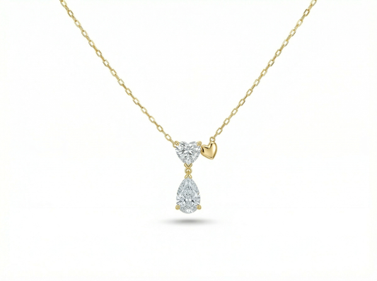 2.00 CT Heart & Pear Diamond Pendant | Prong-Set Drop Design