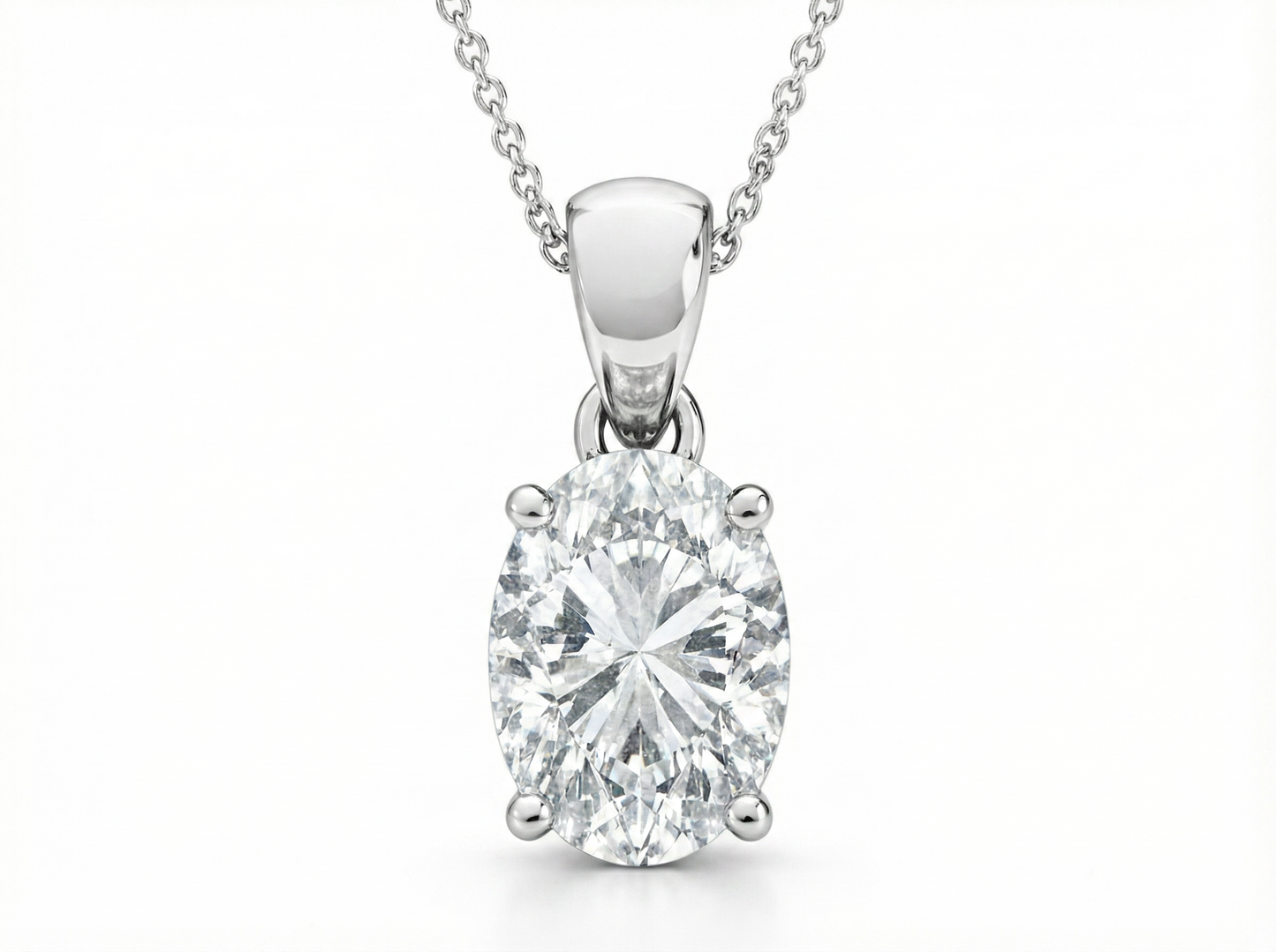 2.00 ct oval diamond pendant | four-prong solitaire design