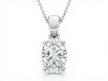 2.00 CT Oval Diamond Pendant | Four-Prong Solitaire Design