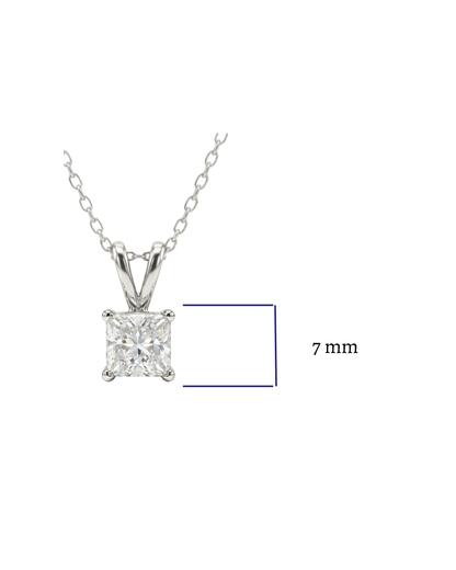 2.00 CT Princess Cut Diamond Pendant | Four-Prong Solitaire Design