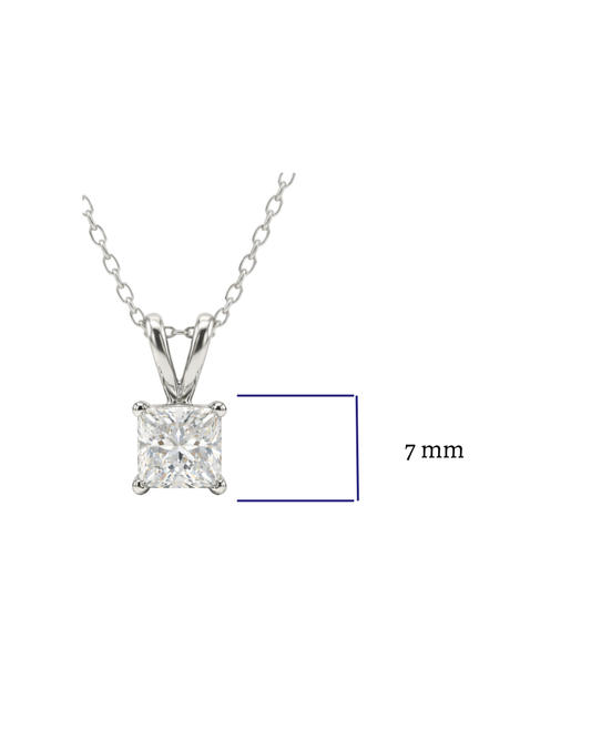 2.00 CT Princess Cut Diamond Pendant | Four-Prong Solitaire Design