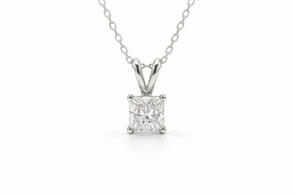 2.00 CT Princess Cut Diamond Pendant | Four-Prong Solitaire Design