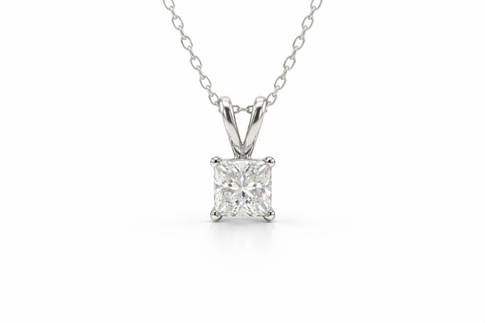 2.00 CT Princess Cut Diamond Pendant | Four-Prong Solitaire Design