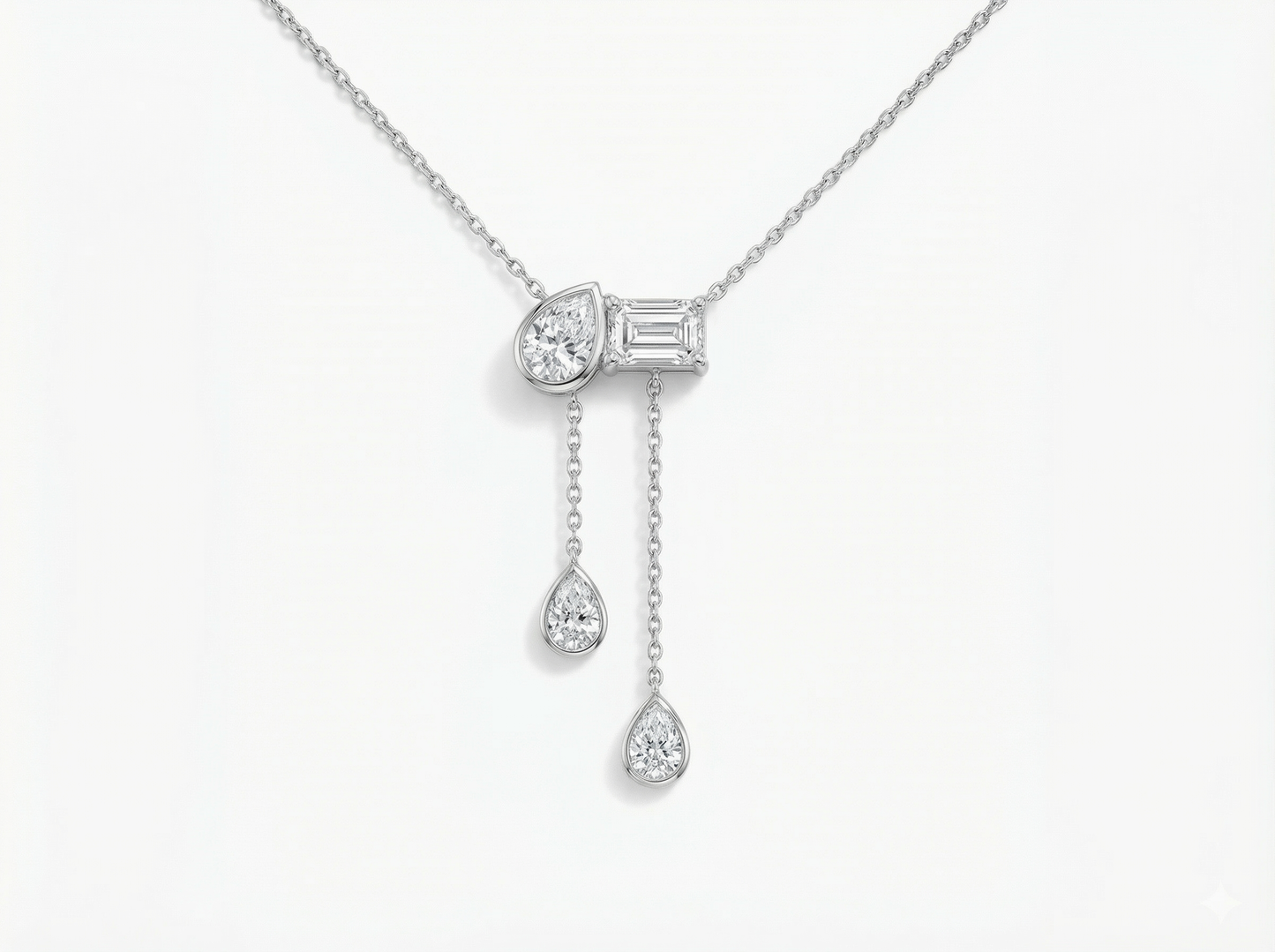 mixed-cut diamond drop pendant | bezel-set layered pendant design