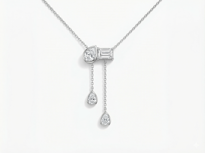 Mixed-Cut Diamond Drop Pendant | Bezel-Set Layered Pendant Design