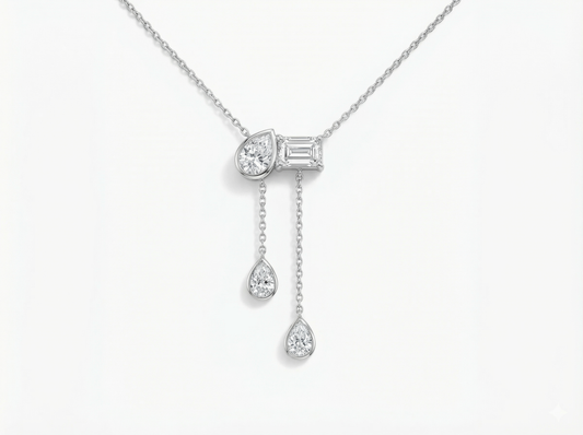 Mixed-Cut Diamond Drop Pendant | Bezel-Set Layered Pendant Design