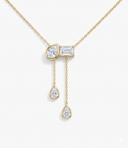 Mixed-Cut Diamond Drop Pendant | Bezel-Set Layered Pendant Design