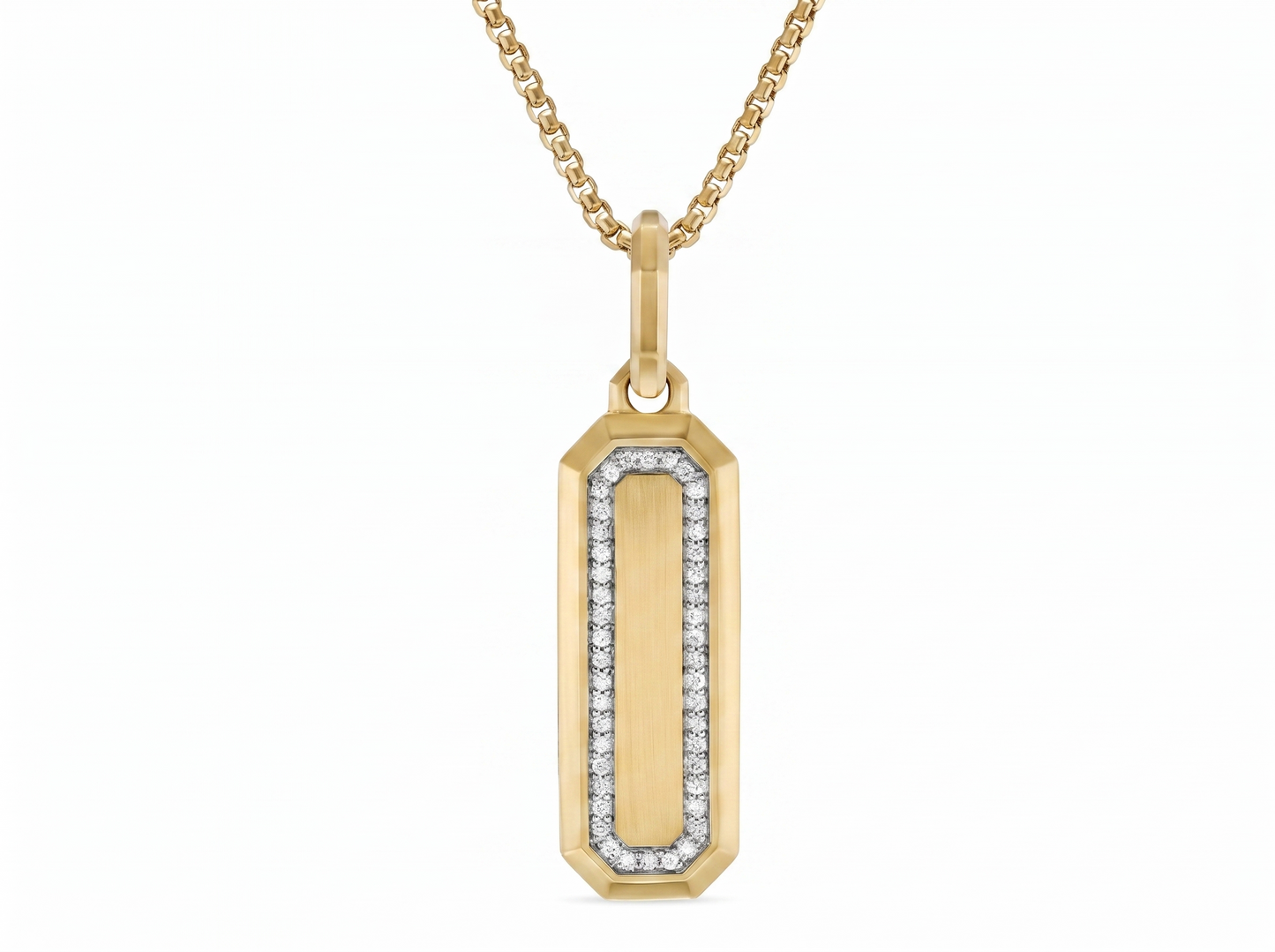 octagonal round brilliant diamond pendant | contemporary mens statement necklace