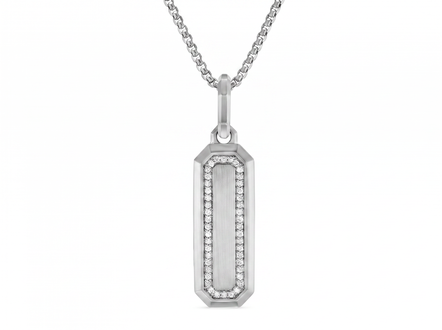 octagonal round brilliant diamond pendant | contemporary mens statement necklace