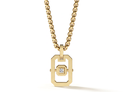 Geometric Princess Cut Diamond Pendant | Modern Menswear Statement