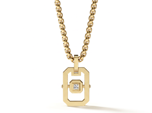 Geometric Princess Cut Diamond Pendant | Modern Menswear Statement