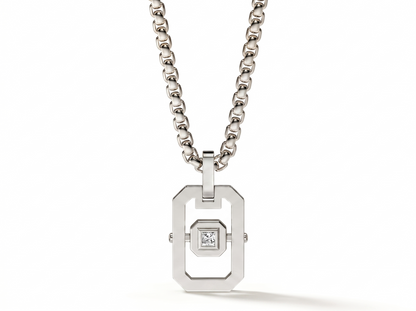 Geometric Princess Cut Diamond Pendant | Modern Menswear Statement