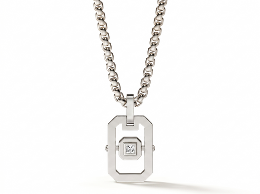 Geometric Princess Cut Diamond Pendant | Modern Menswear Statement