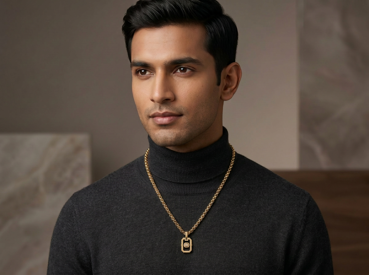 geometric princess cut diamond pendant | modern menswear statement