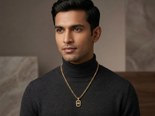 Geometric Princess Cut Diamond Pendant | Modern Menswear Statement