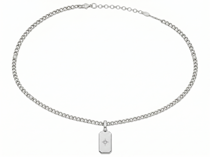 Tag Round Brilliant Diamond Pendant | Minimalist Mens Luxury Essential