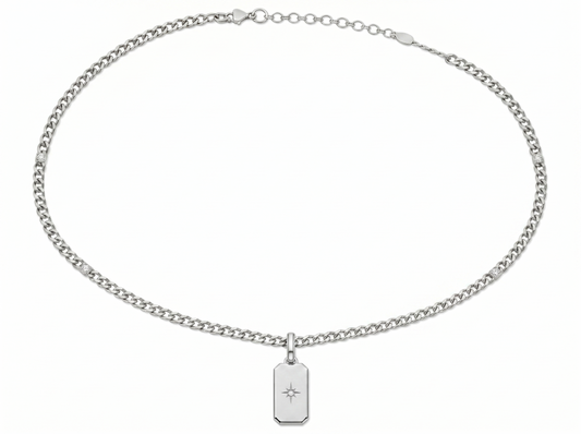 Tag Round Brilliant Diamond Pendant | Minimalist Mens Luxury Essential