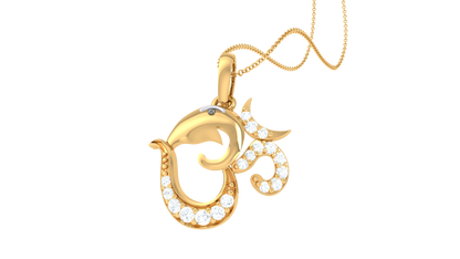 Om Diamond Pendant | Curved Om Design with Round Brilliant Diamonds