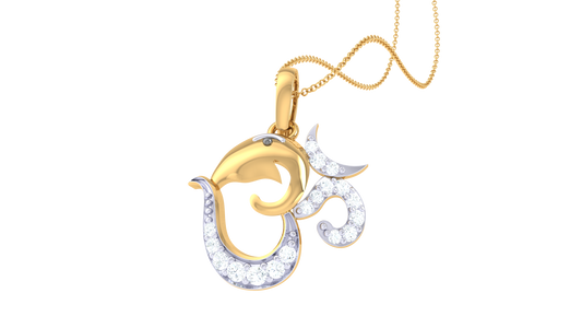 Om Diamond Pendant | Curved Om Design with Round Brilliant Diamonds