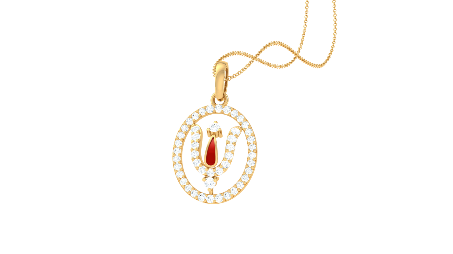 tilak diamond pendant | circular halo design with round brilliant diamonds
