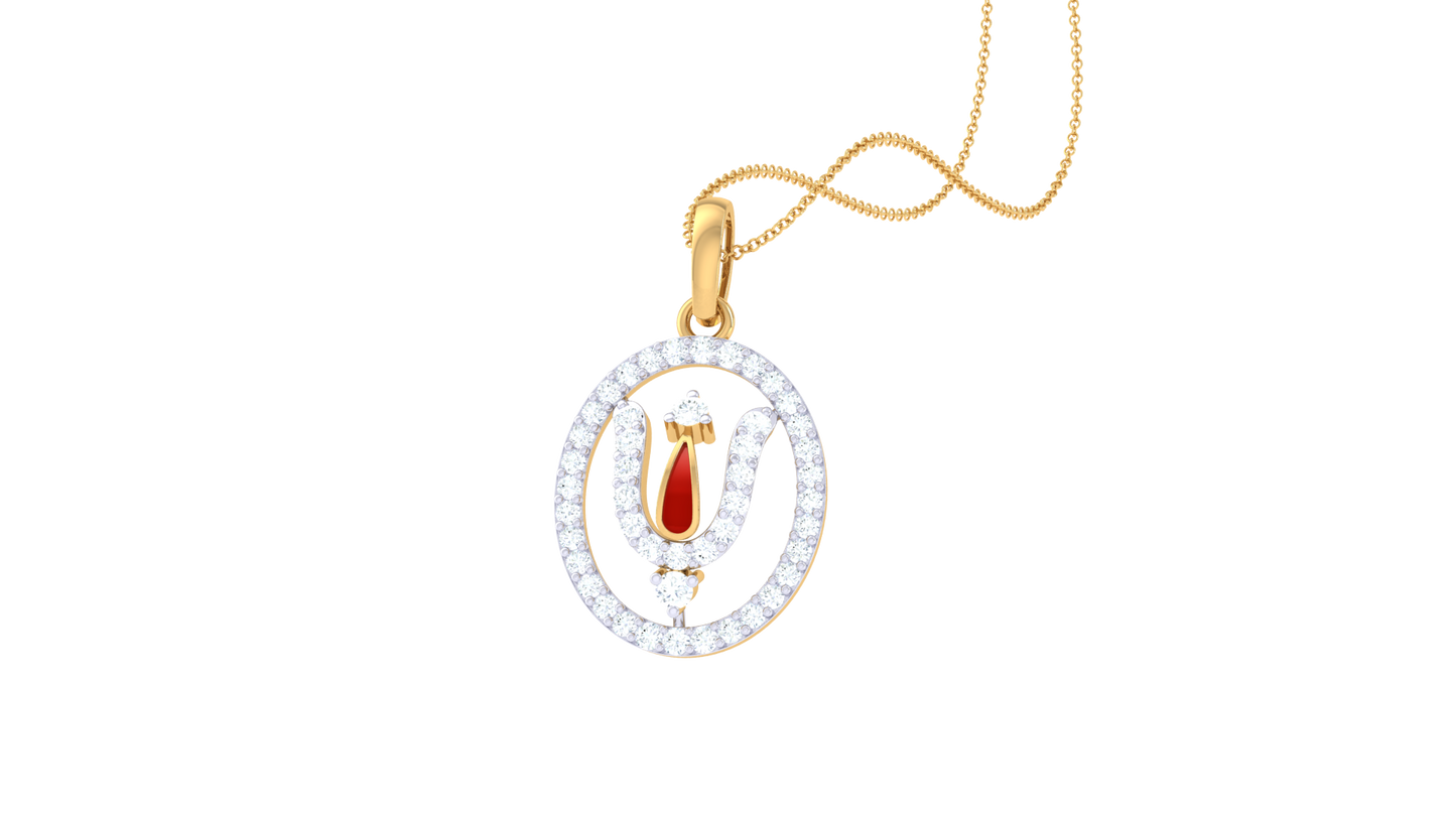 tilak diamond pendant | circular halo design with round brilliant diamonds
