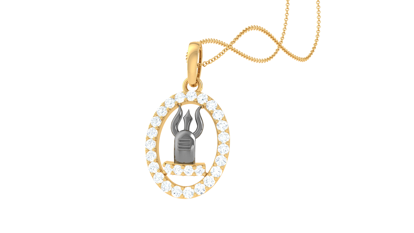 shivling diamond pendant | trishul design with round brilliant diamonds