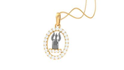 Shivling Diamond Pendant | Trishul Design with Round Brilliant Diamonds
